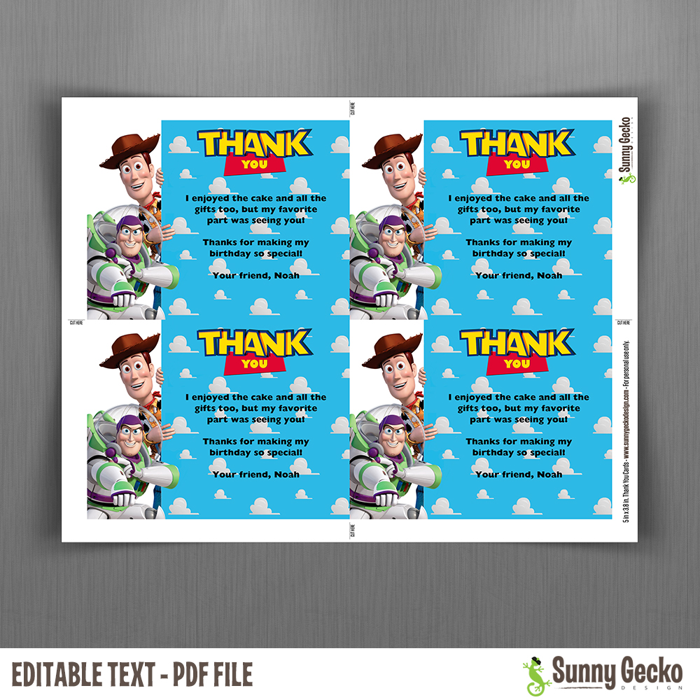 Free Printable Toy Story Thank You Cards